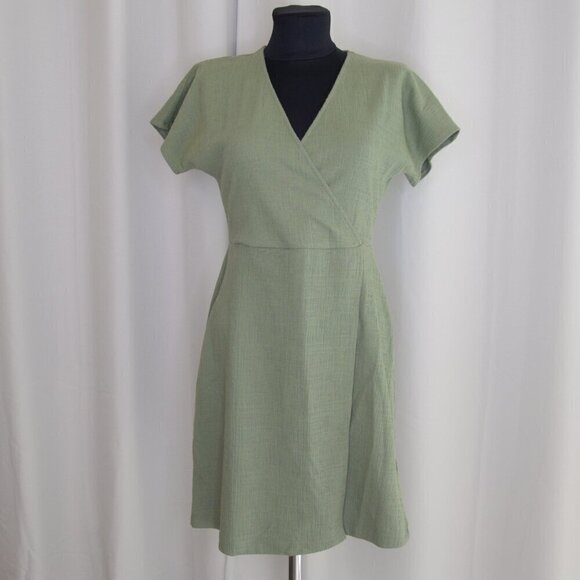Madewell Mini Wrap Dress Flutter Sleeves Pastel Green Sz XS - Picture 3 of 9